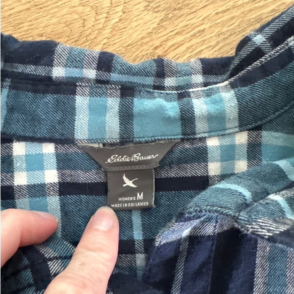 Eddie Bauer - Plaid Flannel Button Down Shirt in Blue - Picture 2 of 3